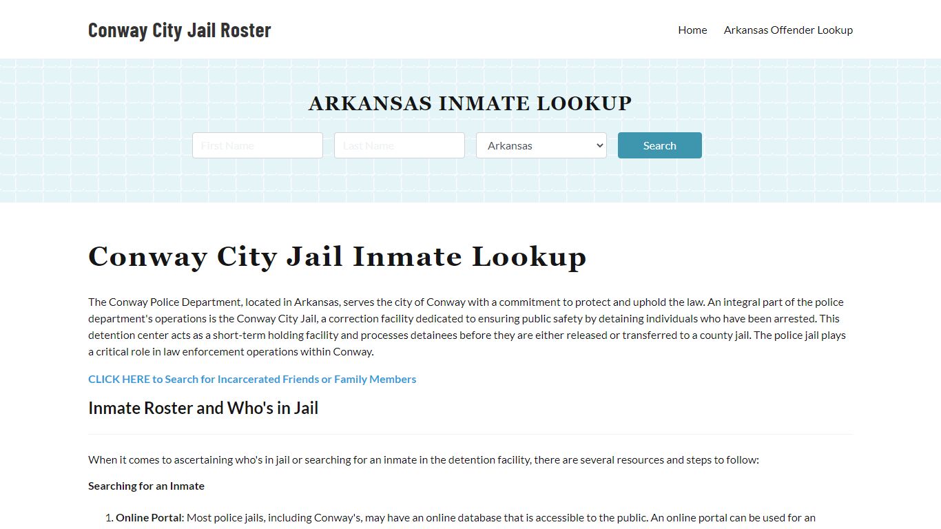 Conway Police Department & City Jail, AR Inmate Roster, Arrests, Mugshots